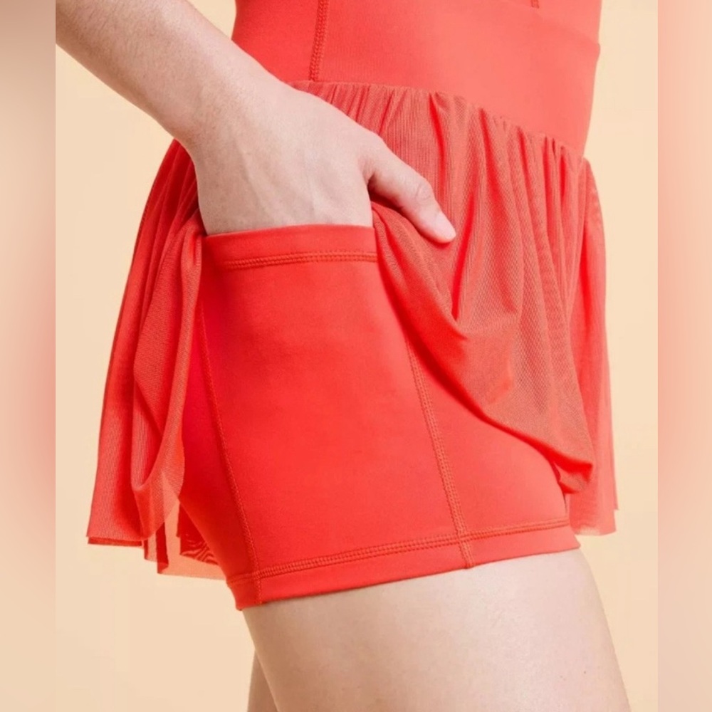 NWT! Popflex Target X Blogilates Barre Active Romper Coral Orange/Red Size Med - Picture 4 of 8
